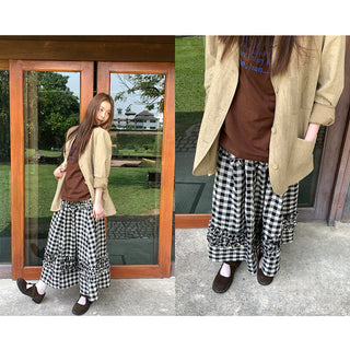 art retro plaid skirt