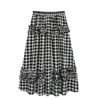 art retro plaid skirt