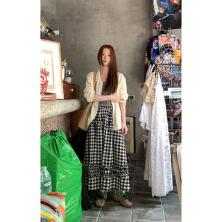 art retro plaid skirt