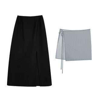 black lace-up  skirt