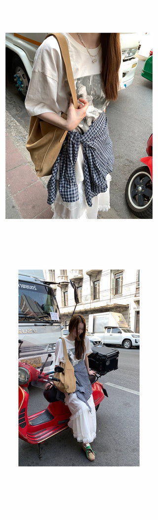 distressed printed  top