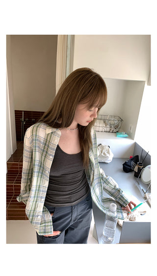 linen plaid  shirt