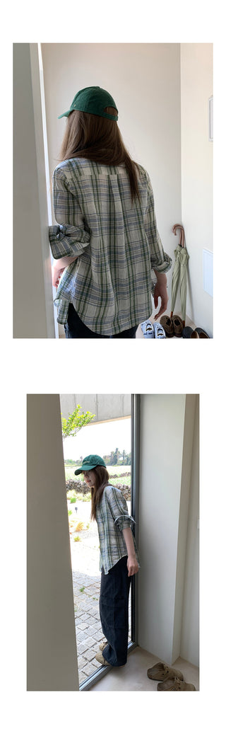 linen plaid  shirt