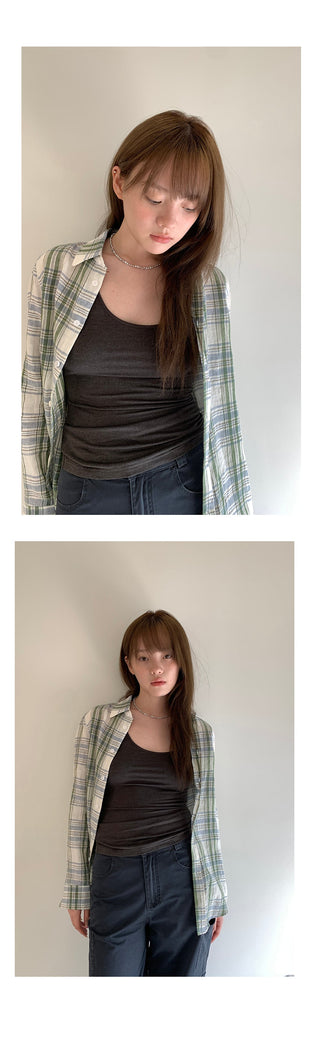 linen plaid  shirt
