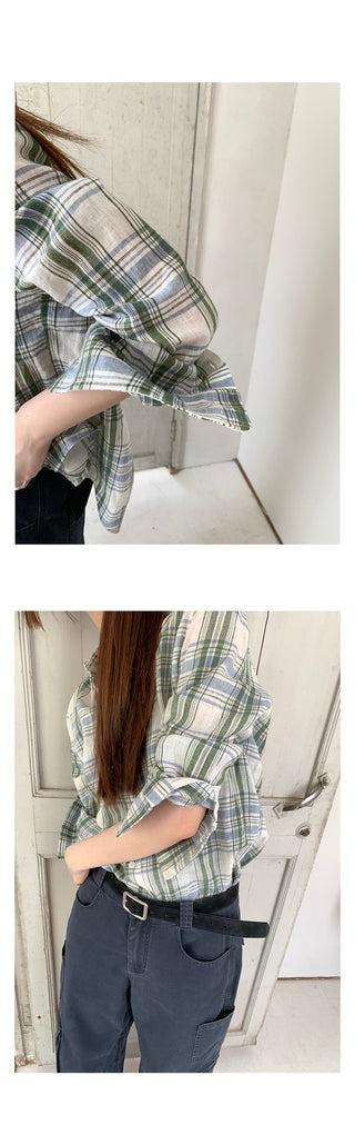 linen plaid  shirt
