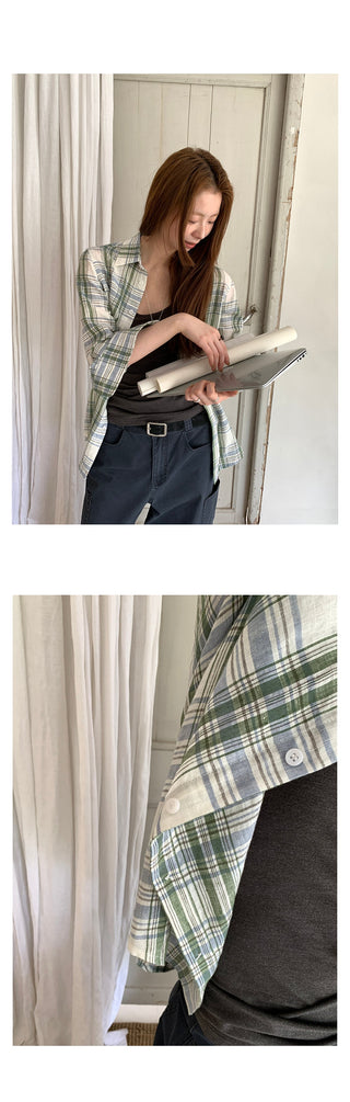linen plaid  shirt