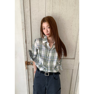 linen plaid  shirt