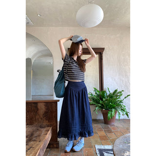 striped contrast polo top