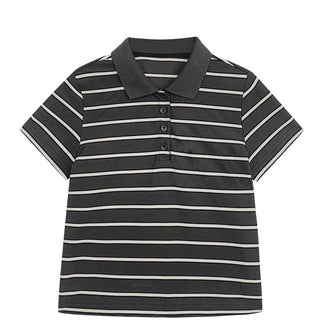 striped contrast polo top