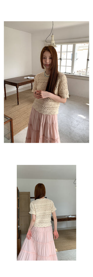 crocheted hollow  blouse