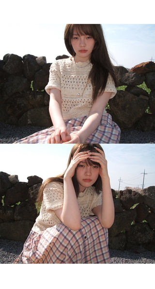 crocheted hollow  blouse