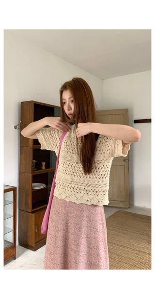 crocheted hollow  blouse