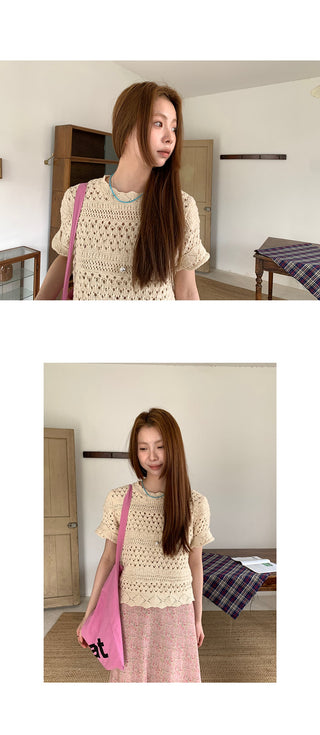 crocheted hollow  blouse