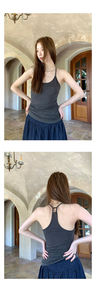 gray I-shaped  vest
