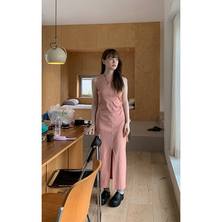 graceful solid  dress