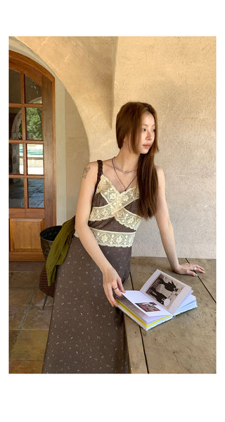 lace v-neck  dress
