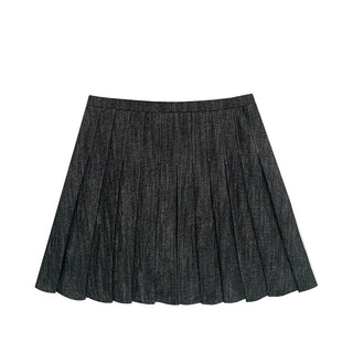 pleated denim  skirt