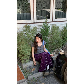 vintage floral corduroy skirt