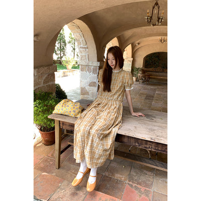 yellow grid  dress