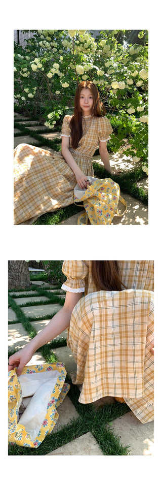 yellow grid  dress