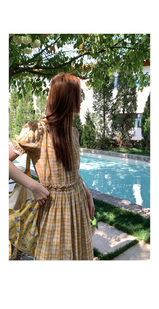 yellow grid  dress