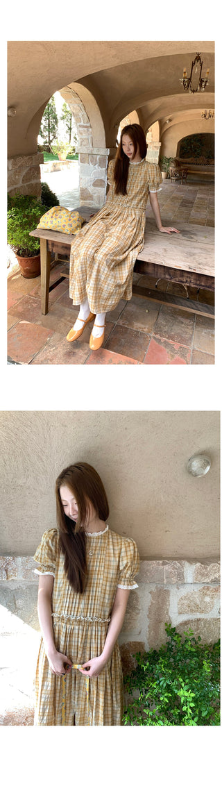 yellow grid  dress
