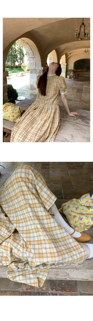 yellow grid  dress