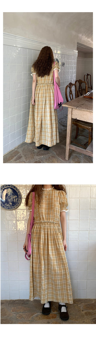 yellow grid  dress