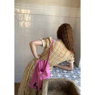 yellow grid  dress