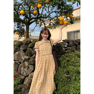 yellow grid  dress