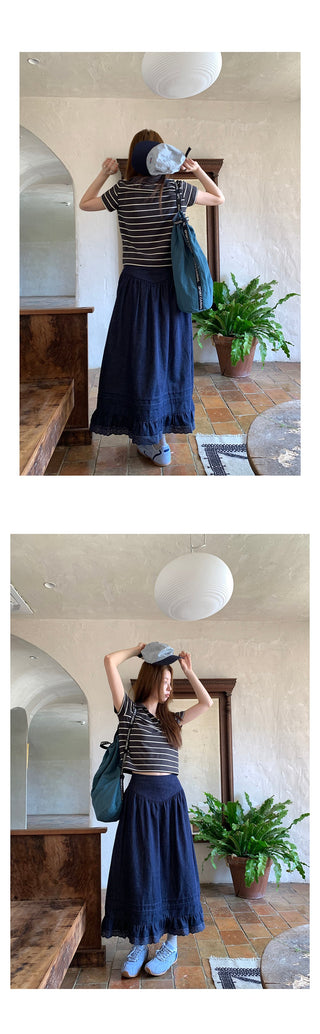 denim lace  dress