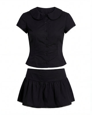 Sweet Treat Button Up Set Black