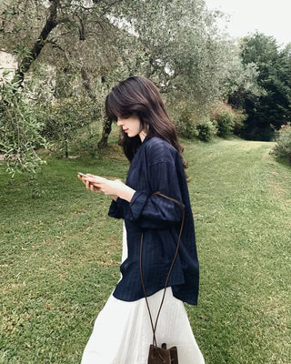 Striped Border Shirt Blouse