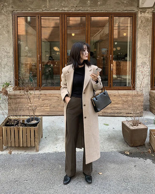 Warm fleece-lined semi-bootcut slacks