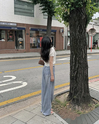 Summer wide denim pants