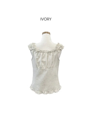 [2-way] Frill Stripe Border Blouse