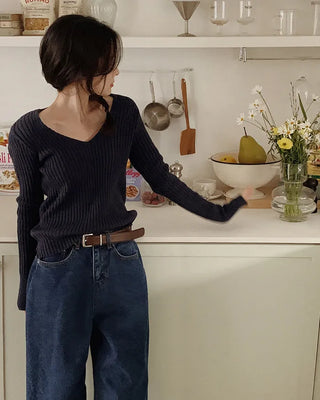 Real wide-leg denim pants