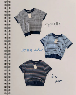 Classic striped short-sleeved sweatshirt