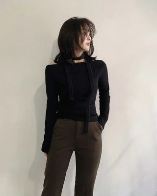 Warm fleece-lined semi-bootcut slacks