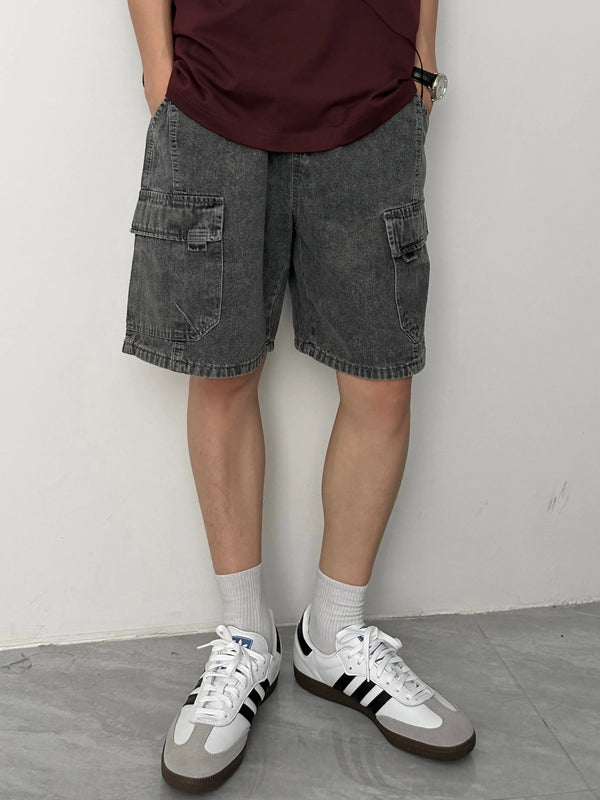washed denim shorts