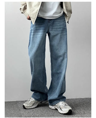 straight washed jeans