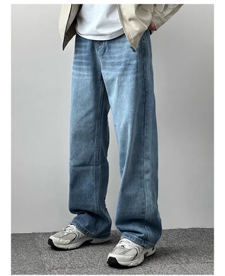 straight washed jeans