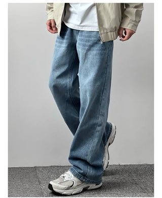 straight washed jeans