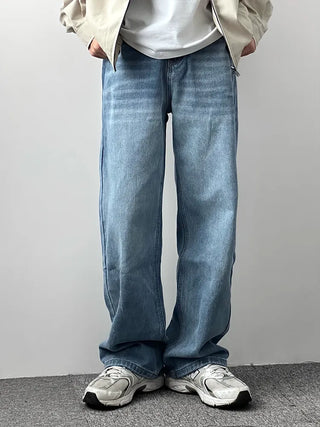 straight washed jeans