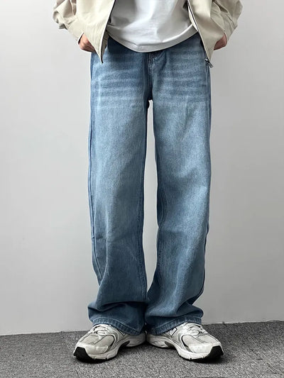 straight washed jeans