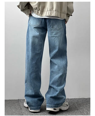 straight washed jeans