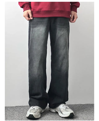 straight washed jeans