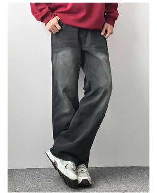 straight washed jeans