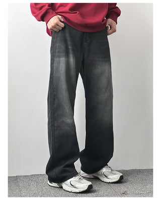 straight washed jeans