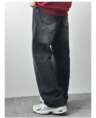 straight washed jeans